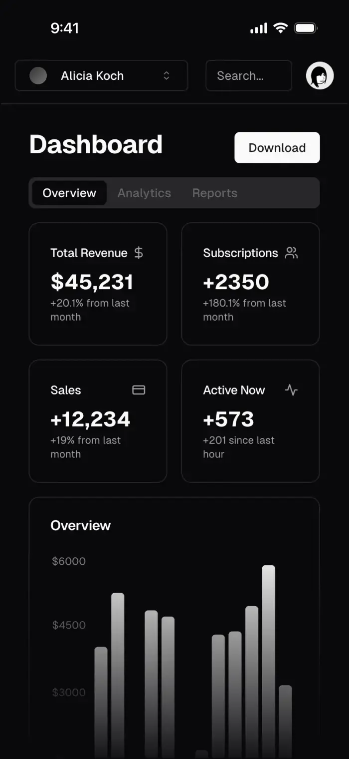 Mobile UI light theme